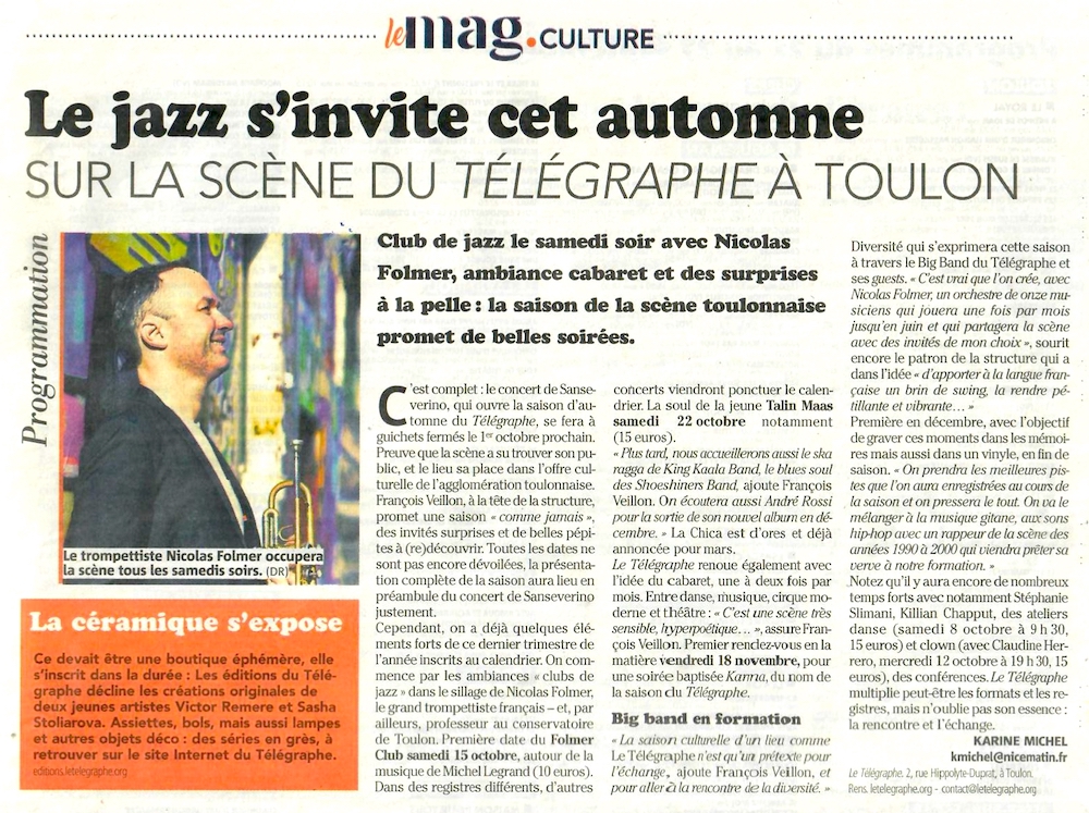 Article de presse Var Martin sur le lancement du Folmer Club au Télégraphe de Toulon